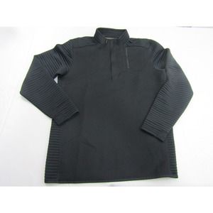 Under Armour Golf Black 3/4 Zip Ribbed Mens Medium Athletic Rugby Sports Pullove
